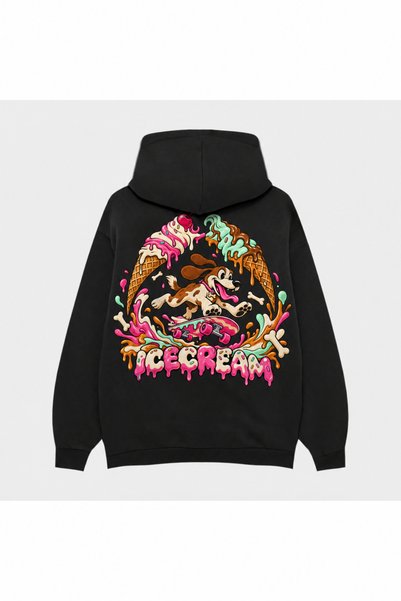 SVART WEAR Icecream Open Horizon Printed Black Hoodie