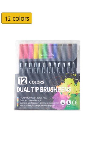 GENERAL Manhua 12 Color Watercolor Pen Set Double Headed Washable Watercolor Pen