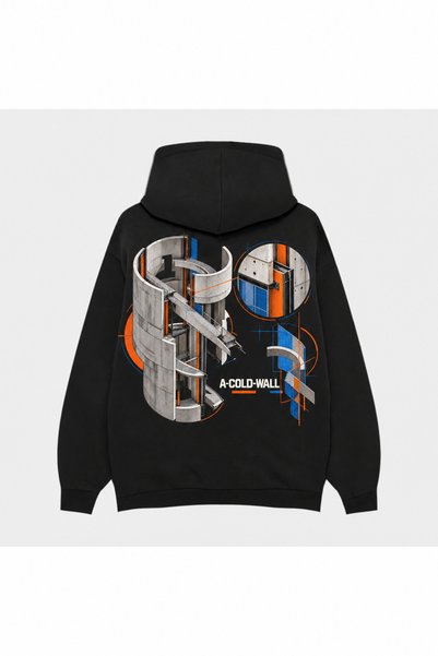 SVART WEAR A-Cold-Wall Silent Orbit Printed Black Hoodie