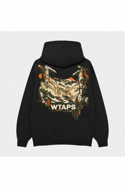 SVART WEAR Hanorac negru cu imprimeu „WTAPS Özgür Rota”
