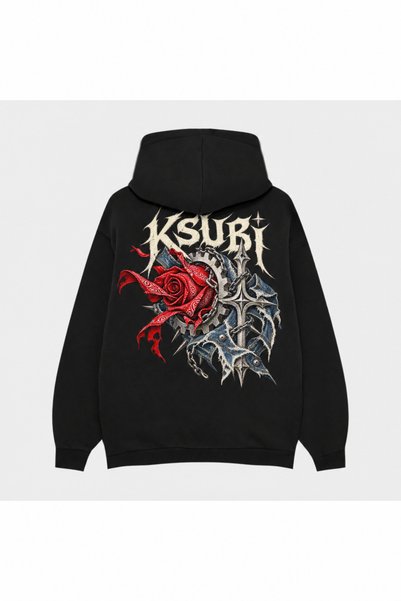 SVART WEAR Ksubi Wide-Angle Cut Printed Black Hoodie