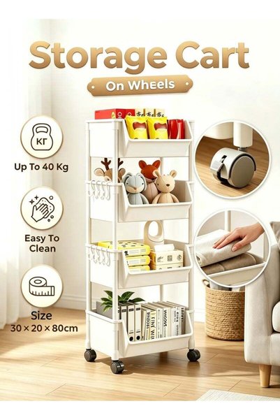 XIUWOO 4-Tier Corner Shelf,Corner Shower Caddy Standing with 4 Wheel,4-Tier S...