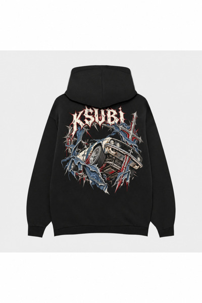 SVART WEAR Hanorac negru Ksubi cu imprimeu „Silent Orbit Cross-Section”