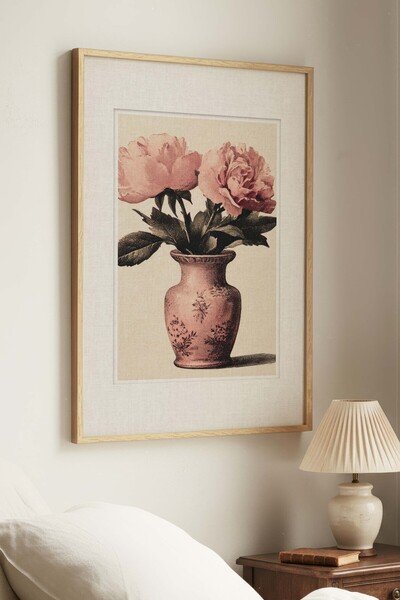 Zevahir Mobilya Dekorasyon 1 Nostalgic Vase with a Natural Wood Frame and a V...