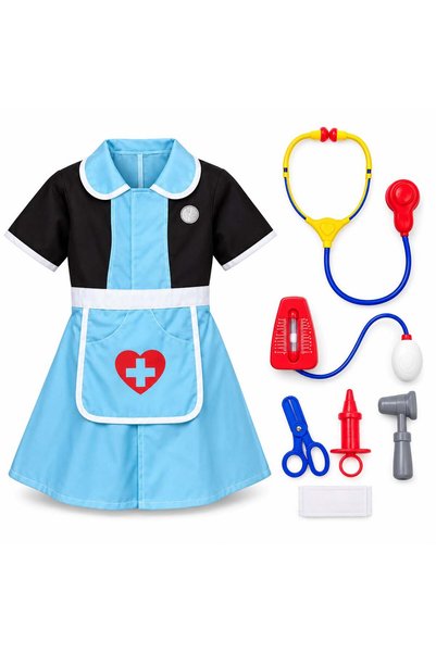 TOY LAND Kids Doctor Role Play Costume Set – Nurse Dress with Medical Tools &...