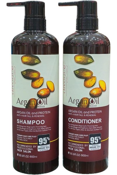 4san Moroccan Argan Oil and Protein Shampoo and Conditioner Set, for Hair Car...