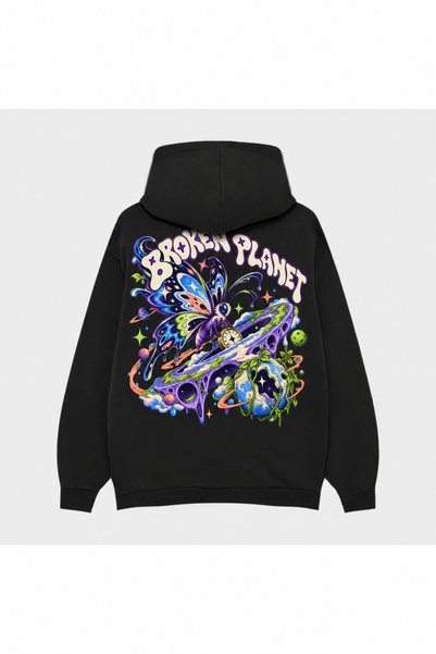SVART WEAR Μαύρο φούτερ με κουκούλα Broken Planet χωρίς τύπωμα με μοτίβο «Giz...