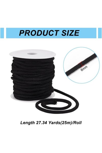Choice AECH06-08357 27.34 Yards Black Drawstring Replacement Rope 6mm Polycot...