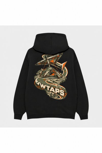 SVART WEAR Wtaps Silent Orbit Cut-Out Printed Black Hoodie