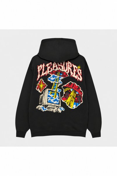 SVART WEAR Pleasures Yol Ayrımı Cut-Out Printed Black Hoodie