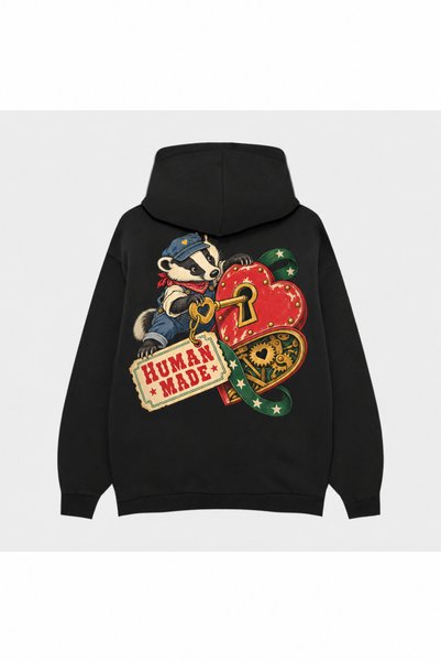 SVART WEAR Human Made Endless Loop Cut-Out Printed Black Hoodie