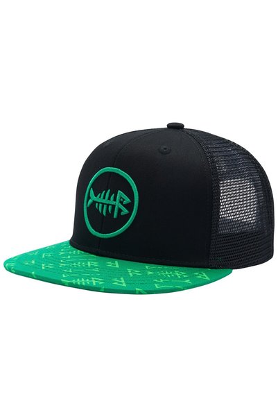 Choice Green and Black Bassdash Flat Brim Trucker Cap Adjustable Snapback Hat...