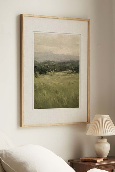 Zevahir Mobilya Dekorasyon 1 Piece of Vintage Painting with a Natural Wood Fr...