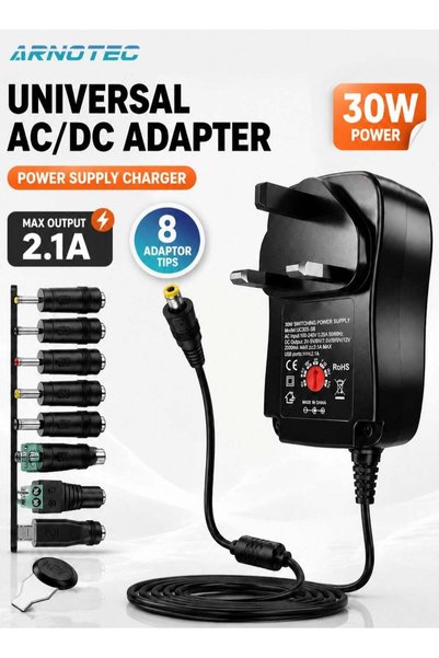 ARNOTEC Universal 30W 3V 4.5V 5V 6V 7.5V 9V 12V AC/DC Adapter Switching Power...