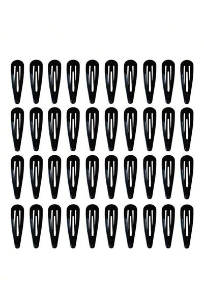 Eom Set de 4/1 cleme mari și pătrate pentru păr (11 cm), negre – accesorii di...
