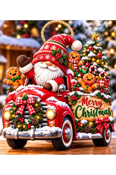 OKAVANGO Noel Şekeri Hediyeli Ahşap Kapı Süsü Yılbaşı Mazemeleri Noel Yılbaşı Temalı Hediyeler Yılbaşı Süsü (25-25 cm)