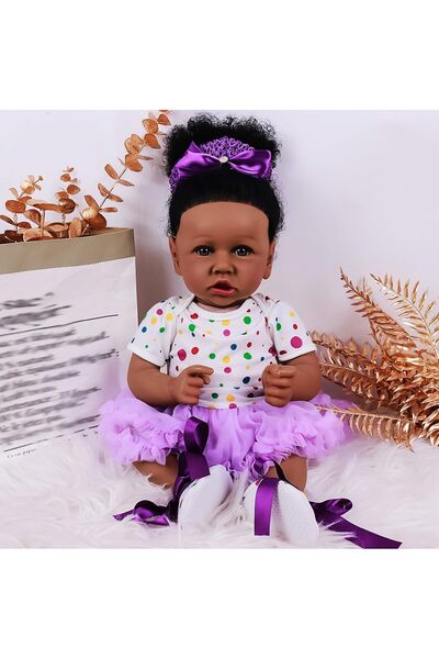 Generic kgniess Lifelike Reborn Baby Dolls - Black Girl, 22-inch Realistic Si...
