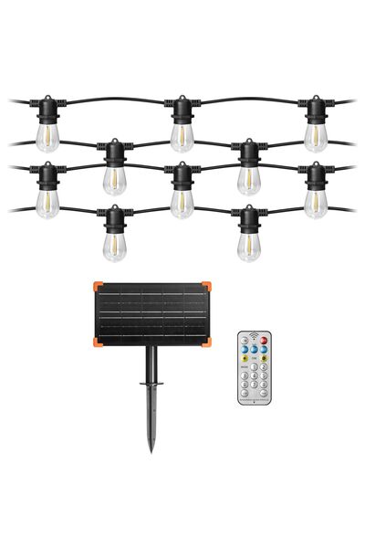 Virone Adviti Solar Outdoor LED String Light, 20m, E27, 20 Bulbs + 1, IP44, R...