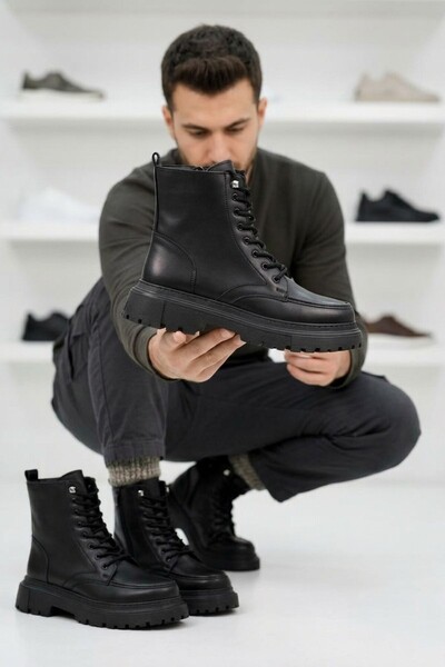 Zerenyus Zrk-C8 Exclusive Black High-Top Ankle Boots, Casual Men's Boots.