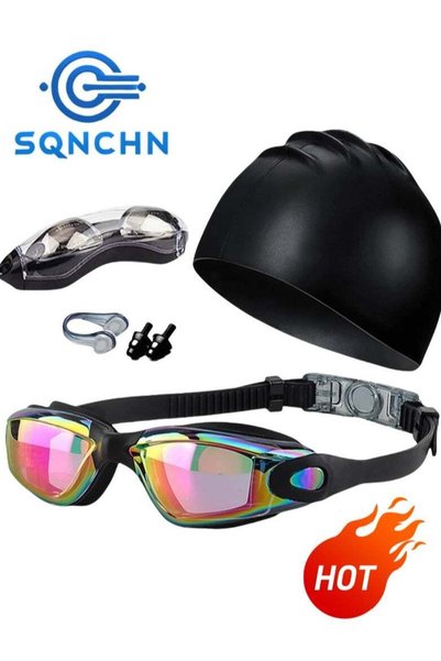 SQNCHN Professional 5-in-1 Anti-Fog Swim Goggles Kit with UV Protection - Inc...