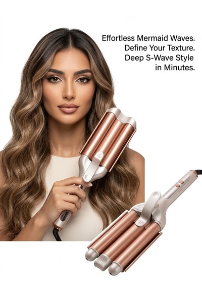 LAC Professional 3 Barrel Hair Crimper, Anti-Scald Hair Waver Curler, Ergonom...