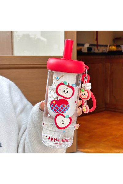 Generic Brand Apple Coffee Straw Cup Large Capacity Anti-Drop Tea Infuser Bottle