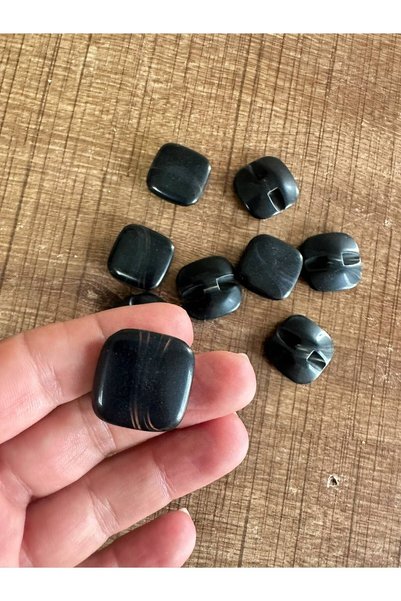 Gönülden Tasarım 10 Pieces of Patterned Black Button Set, 2 Cm.
