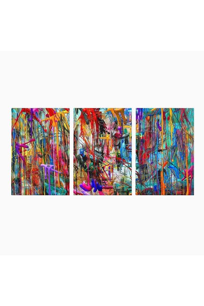 Luxcanva Set 3 Tablouri Canvas Energia Culorilor Vii 210x100 cm (3 x 70x100) ...