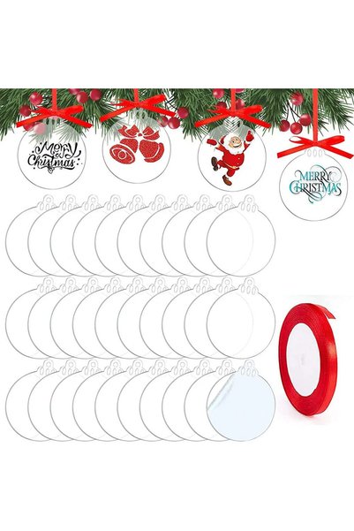 Generic Brand Set de 30 de ornamente transparente din acril pentru bradul de ...