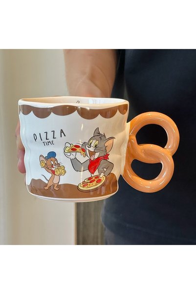 Generic Brand كوب سيراميك بمقبض مزدوج حلقي للقهوة في المكتب أو لتناول وجبة ال...