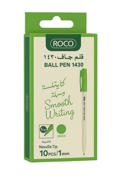 Roco Ball Pen 1430 – 10-Pack | 1mm Needle Tip | Smooth Blue Ink | Quick Start...