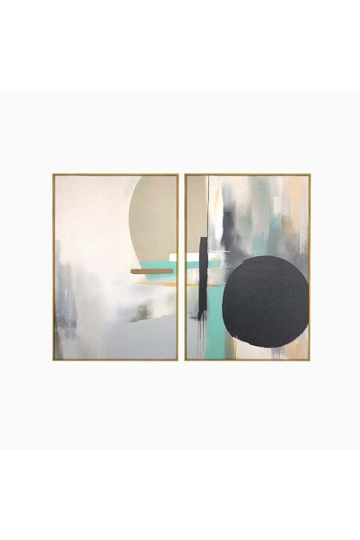 Luxcanva Set 2 Tablouri Canvas Abstracte Circulare 200x150 cm (2 x 100x150) c...
