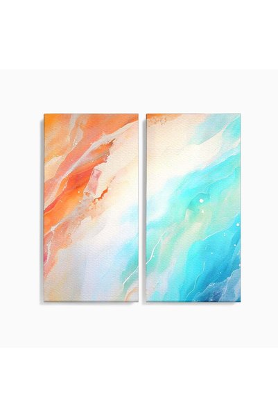 Luxcanva Set 2 Tablouri Canvas Colors Waves 100x100 cm (2 x 50x100) pe Sasiu ...