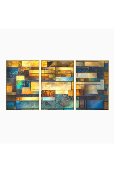 Luxcanva Set 3 Tablouri Canvas Orase Nevazute 120x60 cm (3 x 40x60) cu Rama A...