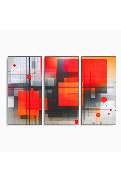 Luxcanva Set 3 Tablouri Canvas Intersectii Cromatice 180x120 cm (3 x 60x120) ...