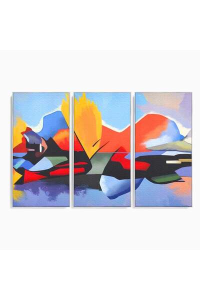 Luxcanva Set 3 Tablouri Canvas Somn Lin 150x100 cm (3 x 50x100) cu Rama Argin...