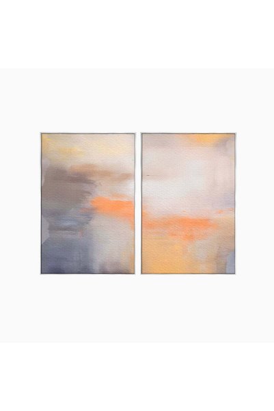 Luxcanva Set 2 Tablouri Canvas Culori Abstracte 80x60 cm (2 x 40x60) cu Ramă ...