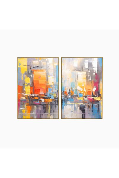 Luxcanva Set 2 Tablouri Canvas Oras Abstract 200x150 cm (2 x 100x150) cu Rama...