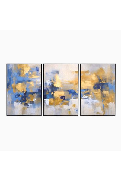 Luxcanva Set 3 Tablouri Canvas Golden Art 300x150 cm (3 x 100x150) cu Rama Ne...
