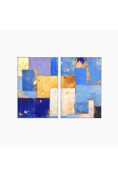 Luxcanva Set 2 Tablouri Canvas Aurul linistii albastre 200x150 cm (2 x 100x15...