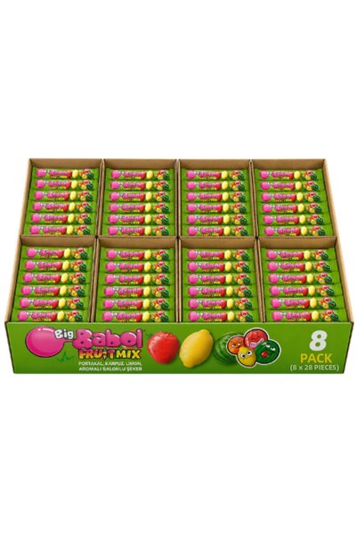 Big Babol علكة بالفواكه المتنوعة بنكهة البرتقال والبطيخ والليمون والفراولة، م...