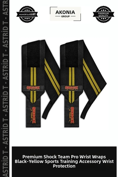Generic Brand Premium Shock Team Pro Wrist Wraps Black-Yellow Athlete Trainin...