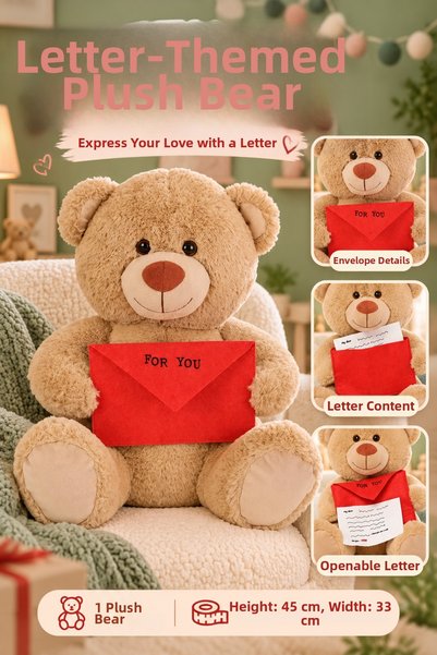 hak-iş oyuncak 45 cm Plush Teddy Bear with a Letter – Cute Gift Teddy Bear wi...