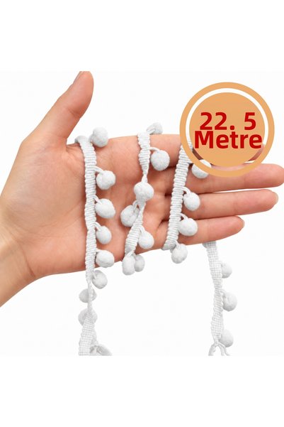 Renk İthalat Bandă cu pompoane, 22,5 metri, 1,1 cm, pentru decorarea marginil...