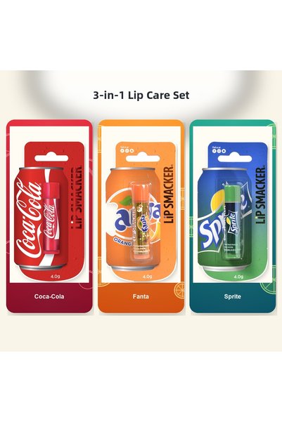 Lip Smacker مجموعة مرطبات الشفاه من كوكاكولا وفانتا وسبرايت، 3 قطع × 4 جرام.