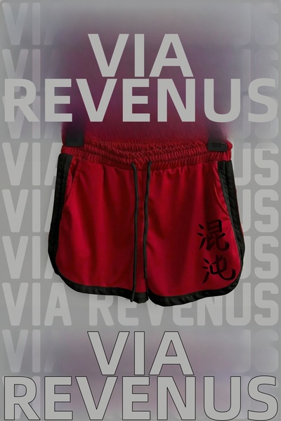 Vordevia Japanese Chaos Writing Printed with Strips on the Sides Piped Detail...