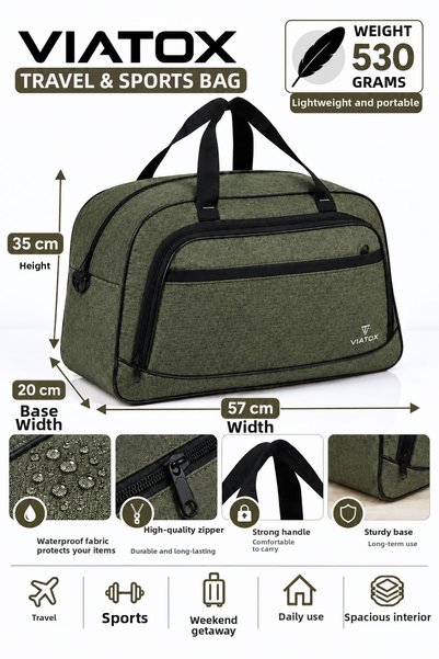 VIATOX VT-012 Linen Unisex 3-Compartment Hand- and Shoulder-Carry Daily Trave...