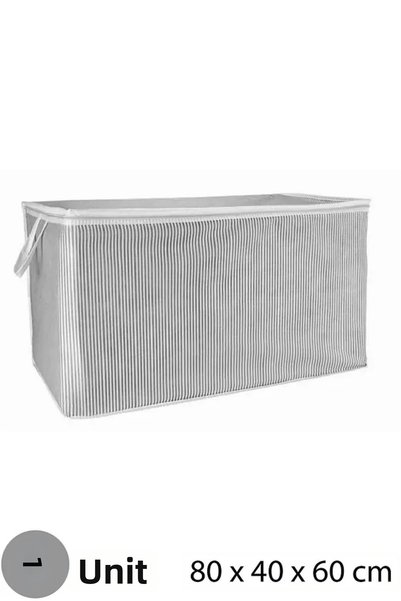 Tasarım Gray Striped Zippered Mega Size Storage Bag Pillow-Quilt-Clothing Org...