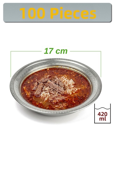 Binbir Trend 17 cm Chrome-Plated Steel Soup and Beyran Bowl, 420 ml | Restaur...