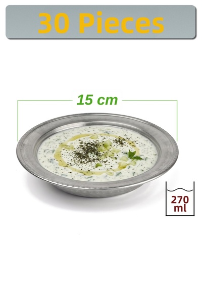 Binbir Trend 15 cm Chrome-Plated Steel Cacık and Soup Bowl, 270 ml | Bowl for...